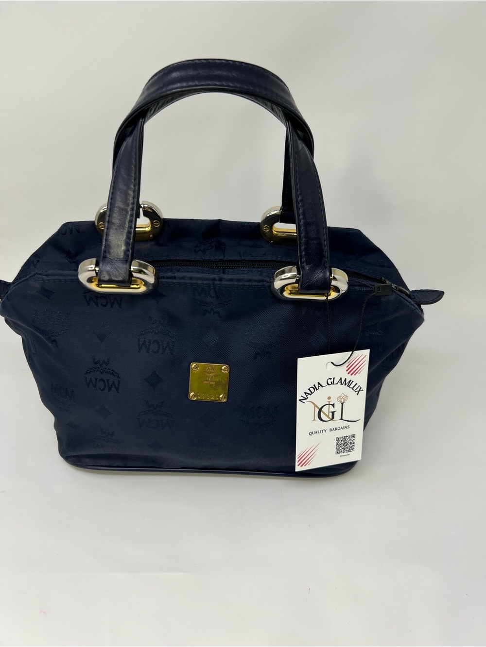 MCM Visetos Blue Nylon Handbag – Gold Tone Hardware Vintage